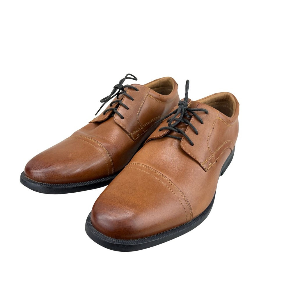 Nunn Bush Mens 84724 221 Brown Leather Cap Toe Oxford Comfort Gel Shoes 12M